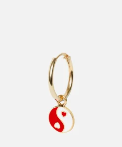 Earrings*Wilhelmina Garcia Women's Yin/Yang Earring - Gold/Red/White